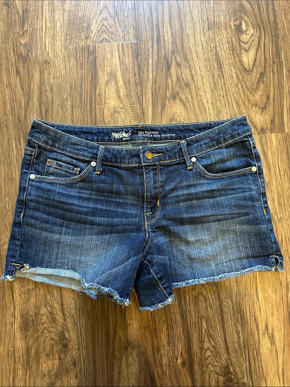 Vigoss Mid-Rise Dark Blue Denim Cutoff Shorts
